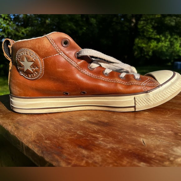 Brown Leather All Star Converse Sneakers - Picture 4 of 7